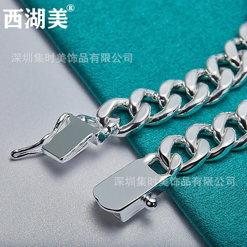 West Lake American Silver 8mm Smooth Flat Side Chain Bracelet