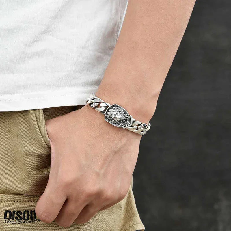Xiangxu new retro domineering lion bracelet personality men's punk rock fashion Cuban chain factory direct sales