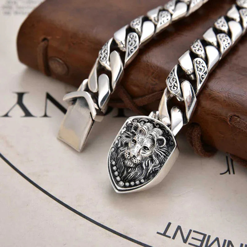 Xiangxu new retro domineering lion bracelet personality men's punk rock fashion Cuban chain factory direct sales