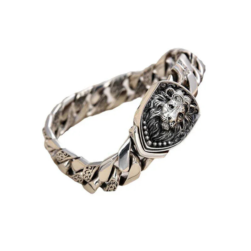 Xiangxu new retro domineering lion bracelet personality men's punk rock fashion Cuban chain factory direct sales