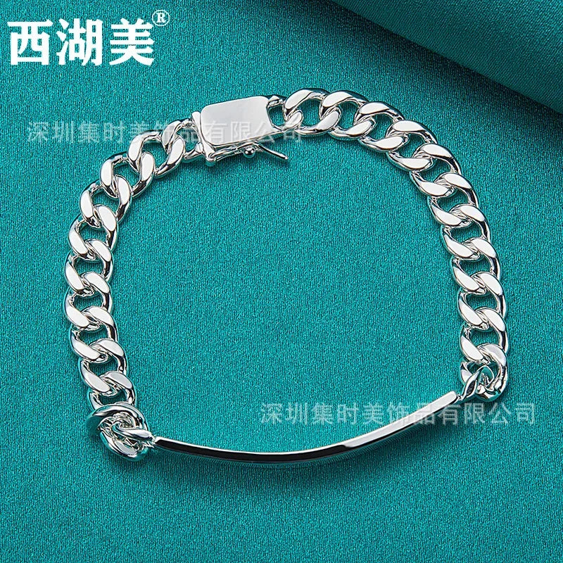 West Lake American Silver 8mm Smooth Flat Side Chain Bracelet