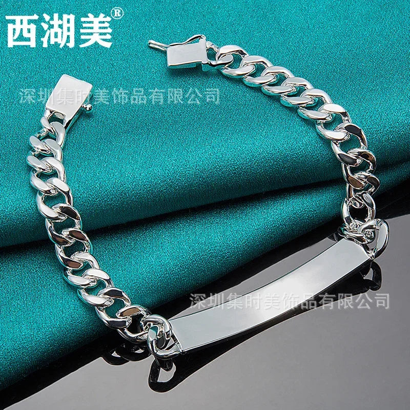 West Lake American Silver 8mm Smooth Flat Side Chain Bracelet