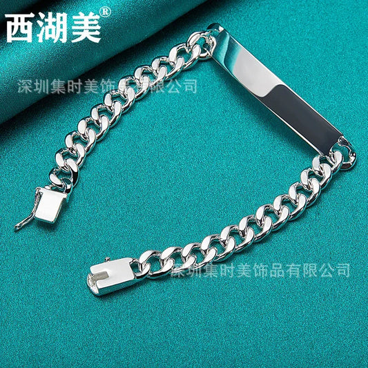 West Lake American Silver 8mm Smooth Flat Side Chain Bracelet