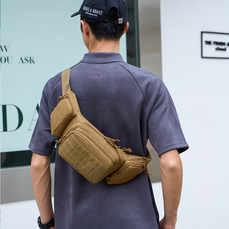Man wearing Meddy Monkey tactical bag as a crossbody sling pack